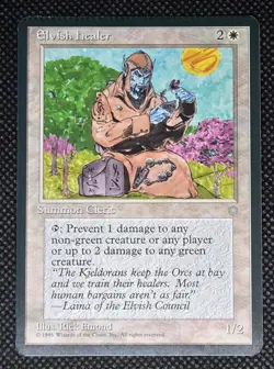 Magic The Gathering Elvish Healer Ice Age Crimp Error common card MTG - Image 3