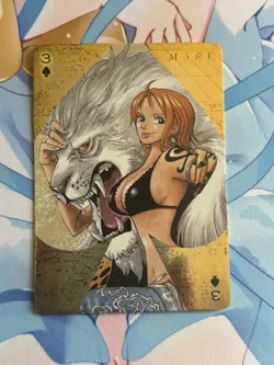 Official One Piece Jump Gold Playing Card Mint - Nami Three of Spades - Image 1