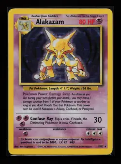 Alakazam 1/102 Holo Rare Base Set Pokemon Card - Image 1