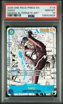 2025 ONE PIECE PRB02-PREM BOOSTER -ONE PIECE CARD THE BEST- VOL.2 SANJI PSA 10 - Image 1