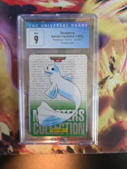 Vintage 1996 Dewgong No. 087 Bandai Carddass Pokemon Part 2 Green Card CGC 9 - Image 1