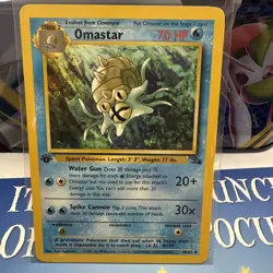 Omastar - 1999 Vintage Pokemon Fossil card # 40/62 - 1ST EDITION - Non Holo - Image 1