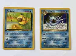 Pokemon Psyduck & Golduck First Edition Fossil Trading Cards Set Near Mint - Image 1