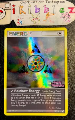 RAINBOW ENERGY 98/110 LP Reverse Holo Holon Phantoms Stamped Pokemon Card! - Image 1