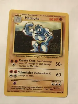 Pokemon TCG Machoke Base Set 34/102 Regular Unlimited Card - Image 1
