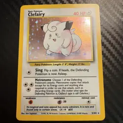 Pokemon TCG Clefairy Card 5/102 Base Set Unlimited Holo Rare Nice - Image 1