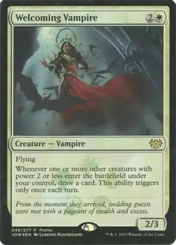 Light Play, English MTG Foil Welcoming Vampire - Media Promos Innistrad: Crimson - Image 1