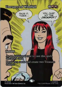 Unexpected Windfall (Borderless) M Marvel Universe Eternal-Legal 29 NM Foil MTG - Image 1