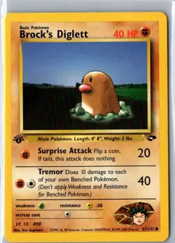 BROCK'S DIGLETT 67/132 COMMON GYM CHALLENGE POKEMON LP 1st Edition - Image 1
