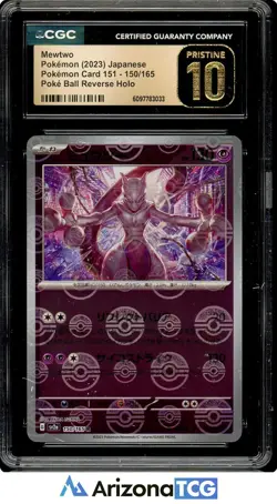Pokemon Mewtwo 150 Poke Ball Reverse Holo SV2a 151 Japanese BLACK LABEL CGC 10 - Image 1