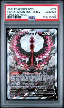 Galarian Moltres V 177/198 Chilling Reign Pokemon PSA 10 *082 - Image 1