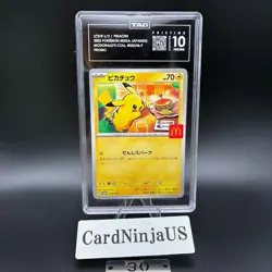 TAG PRISTINE 10 (996) Pikachu 020/M-P McDonald's Promo Japanese 30 Pokemon 2025 - Image 1