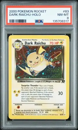 2000 POKEMON ROCKET #83 DARK RAICHU-HOLO PSA 8 - Image 1