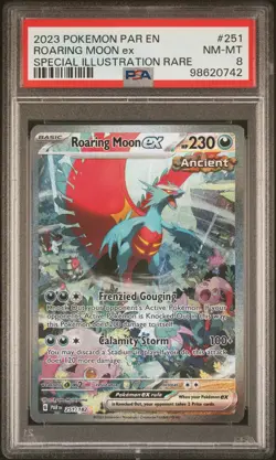 2023 POKEMON PAR EN-PARADOX RIFT SPECIAL ILLUSTRATION RARE ROARING MOON EX PSA 8 - Image 1