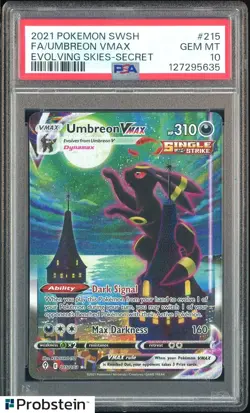 2021 Pokemon SWSH Evolving Skies Secret #215 FA Umbreon VMAX PSA 10 GEM MINT - Image 1