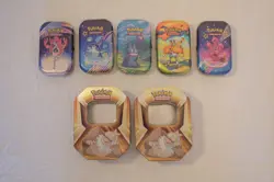 LOT OF 7 EMPTY POKEMON TCG TINS - Image 1