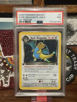 2000 Pokemon Dark Dragonite Holo 1st edition Team Rocket 5/82 new slab PSA 7 - Image 1