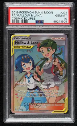 Mallow & Lana Ultra Rare Pokemon Sun & Moon Cosmic Eclipse PSA 10 GEM MT - Image 1