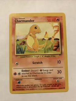 Pokemon TCG Charmander Base Set 46/102 Regular Unlimited Common Card - Image 1