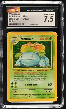 CGC 7.5 Venusaur 1999 Base Set 15/102 Holo Pokemon Card - Image 1