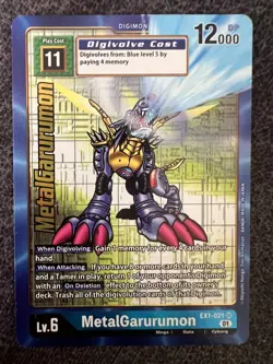 Digimon Card Game MetalGarurumon EX1-021 SR Alt Art Near Mint - Image 1