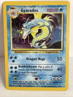 Pokemon Gyarados TCG Holo Card 6/102 Base Set 1999-2000 Rare WOTC - Image 1
