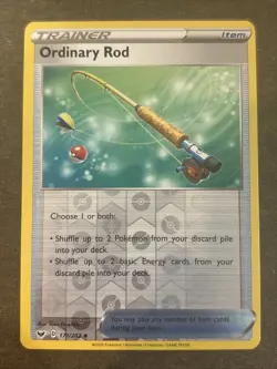 Ordinary Rod 171/202 SWSH: Base Set Reverse Holo Uncommon Pokemon TCG LP - Image 1