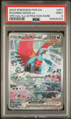 2023 POKEMON PAR EN-PARADOX RIFT SPECIAL ILLUSTRATION RARE ROARING MOON EX PSA 9 - Image 1