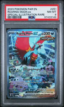 2023 POKEMON PAR EN-PARADOX RIFT SPECIAL ILLUSTRATION RARE ROARING MOON EX PSA 8 - Image 1