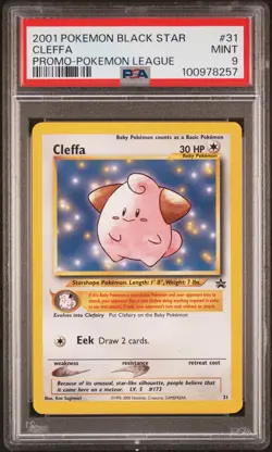 2001 POKEMON PROMO BLACK STAR POKEMON LEAGUE #31 CLEFFA PSA 9 - Image 1