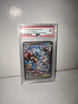 2025 POKEMON MEG EN MEGA LUCARIO ex SPECIAL ILLUSTRATION RARE #179 PSA 9 - Image 1