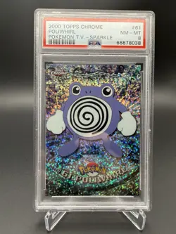 Pokemon Topps Chrome Sparkle Poliwhirl PSA 8 - Image 1