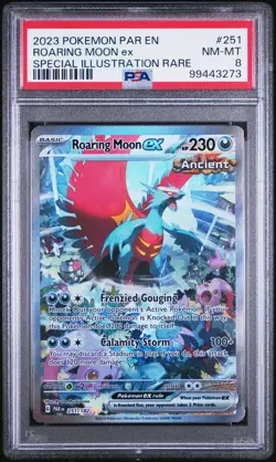2023 POKEMON PAR EN-PARADOX RIFT SPECIAL ILLUSTRATION RARE ROARING MOON EX PSA 8 - Image 1