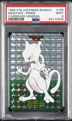 1996 POKEMON JPN BANDAI CARDDASS VENDING #150 MEWTWO-PRISM PSA 9 - Image 1