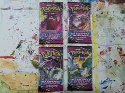 Pokemon TCG Fusion Strike Booster Packs x4 - Complete Art Set w/ Sleeves - Image 1