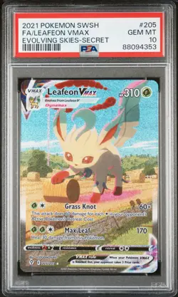 Pokemon Leafeon VMAX Evolving Skies Secret Rare Full Alt Art #205 PSA 10 - Image 1
