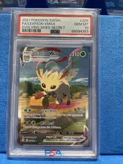 Pokemon Leafeon VMAX Evolving Skies Secret Rare Full Alt Art #205 PSA 10 - Image 2