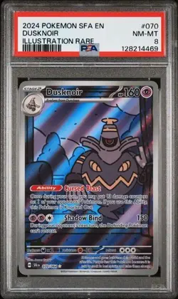 2024 POKEMON SFA EN-SHROUDED FABLE ILLUSTRATION RARE #070 DUSKNOIR PSA 8 - Image 1