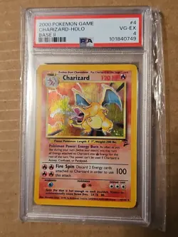 Pokemon 2000 Base Set 2 #4 Charizard-Holo PSA 4 - Image 1