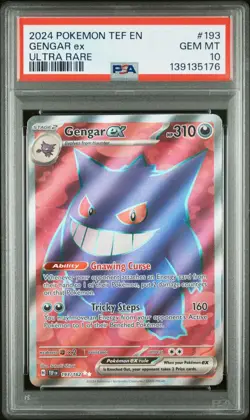 2024 POKEMON TEF EN TEMPORAL FORCES ULTRA RARE #193 GENGAR EX PSA 10 - Image 1