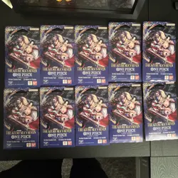 10 x One Piece OP14 - THE AZURE SEA’S SEVEN - Sleeved Blister Booster Packs Lot - Image 1