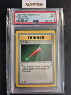 First Edition 1999 Pokemon Base Set 82/102 Full Heal PSA Mint 9 - Image 1