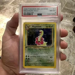 Pokemon TCG Meganium Neo Genesis Holo Card 11/111 PSA 8 First Edition - Image 1