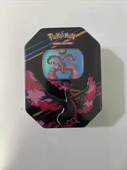 Pokemon TCG Crown Zenith Galarian Moltres Tin 4 Packs with Promo - Image 1