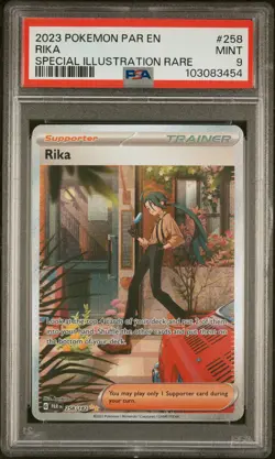 2023 POKEMON PAR EN-PARADOX RIFT SPECIAL ILLUSTRATION RARE #258 RIKA PSA 9 - Image 1