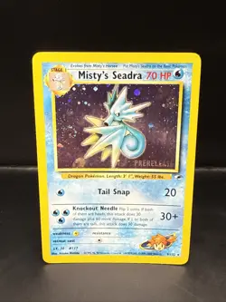 Pokemon TCG Misty's Seadra Holo Rare Gym Heroes Prerelease 9/132 BF Swirl - Image 2