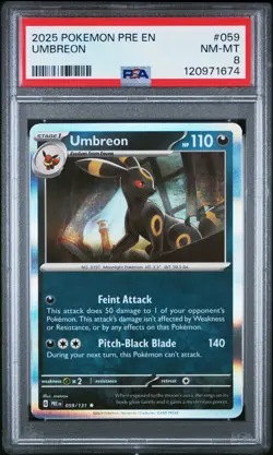 2025 POKEMON PRE EN-PRISMATIC EVOLUTIONS #059 UMBREON PSA 8 - Image 1