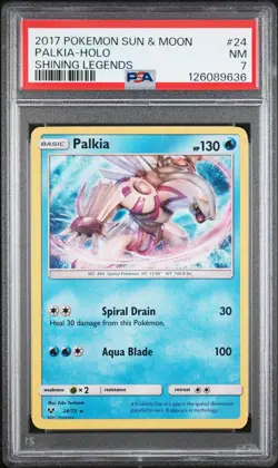 2017 POKEMON SUN & MOON SHINING LEGENDS #24 PALKIA-HOLO PSA 7 - Image 1