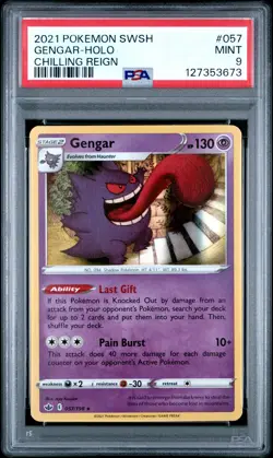 2021 POKEMON SWORD & SHIELD CHILLING REIGN #057 GENGAR-HOLO PSA 9 - Image 1