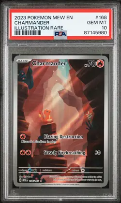 2023 Pokemon Mew EN-151 168/165 Charmander Illustration Rare PSA 10 - Image 1